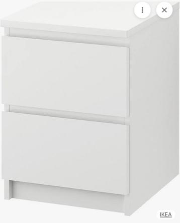 2x IKEA MALM Nachtkastjes - Wit - afbeelding 1