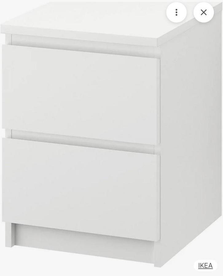 2x IKEA MALM Nachtkastjes - Wit, Huis en Inrichting, Slaapkamer | Nachtkastjes, Gebruikt, Minder dan 55 cm, Minder dan 45 cm, Hout