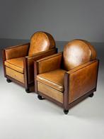 Schapenleren clubfauteuils Art Deco leder, Huis en Inrichting, Fauteuils, Ophalen, Zo goed als nieuw, 75 tot 100 cm, Minder dan 50 cm