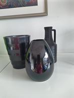Mooie zwarte vazen set, Zwart, Aardewerk of Porselein, Ophalen of Verzenden, Zo goed als nieuw