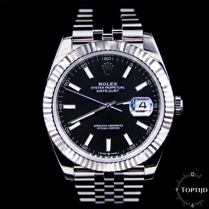 Rolex Datejust 41 126334 Black dial Fullset 12-2021, Sieraden, Tassen en Uiterlijk, Horloges | Heren, Zo goed als nieuw, Polshorloge