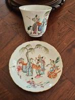 Chinese Famille Rose Kop + Schotel, Antiek en Kunst, Ophalen of Verzenden