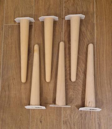 6 houten tafelpoten Deens design beuken 40 cm hoog beschikbaar voor biedingen