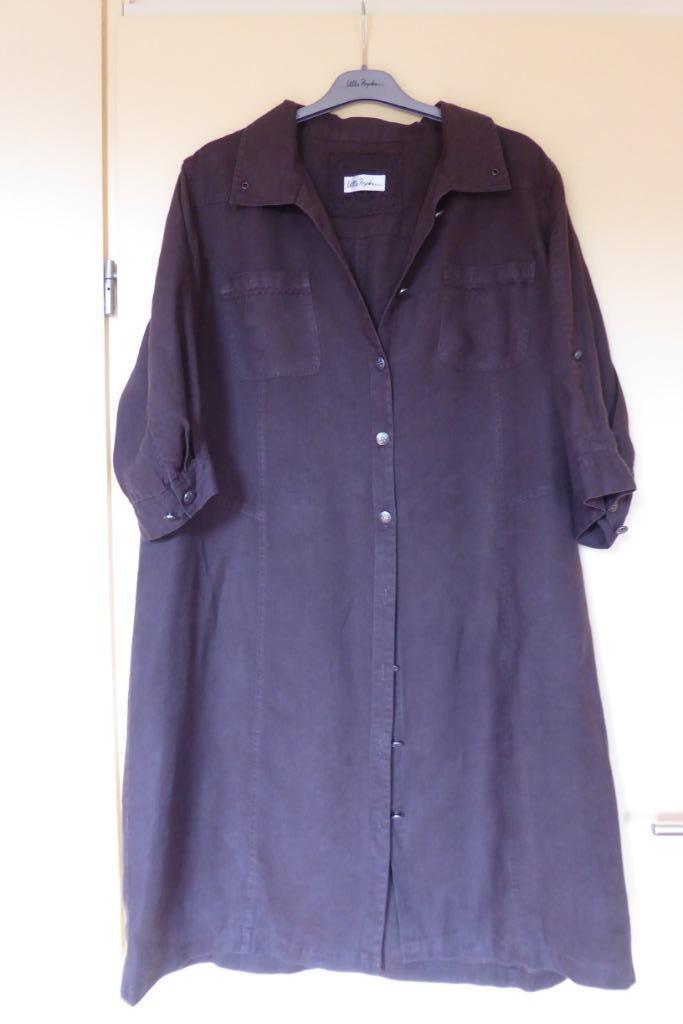 Zgan bruin lang linnen tuniek Ulla Popken 46 48 + gratis rok, Kleding | Dames, Grote Maten, Zo goed als nieuw, Jurk, Bruin, Ophalen of Verzenden