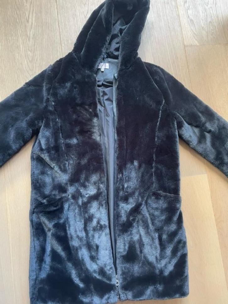 Zwarte jas van imitatiebont van Kids Only, 158-164, Kinderen en Baby's, Kinderkleding | Maat 158, Zo goed als nieuw, Meisje, Jas