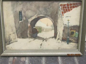 IPE WENNING, Moie winterse Aquarel met poort, Info gezocht beschikbaar voor biedingen