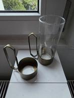 Antiek vintage theeglas met koperen onderzetter, Antiek en Kunst, Antiek | Koper en Brons, Ophalen of Verzenden