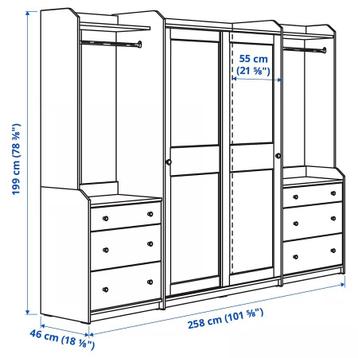 Ikea Hauga kledingkast - 258x55x199 cm - afbeelding 4