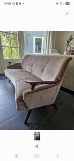 Vintage mid century bank met 2 bijpassende fauteuils, Huis en Inrichting, Banken | Sofa's en Chaises Longues, Ophalen, Hout, Mid century