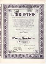 Part Sociale L'Industrie, Wilsele-Lez-Louvain 1928, Postzegels en Munten, Aandelen en Waardepapieren, Ophalen of Verzenden, 1920 tot 1950