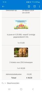 Antwerpen zoo 2x tickets, Tickets en Kaartjes