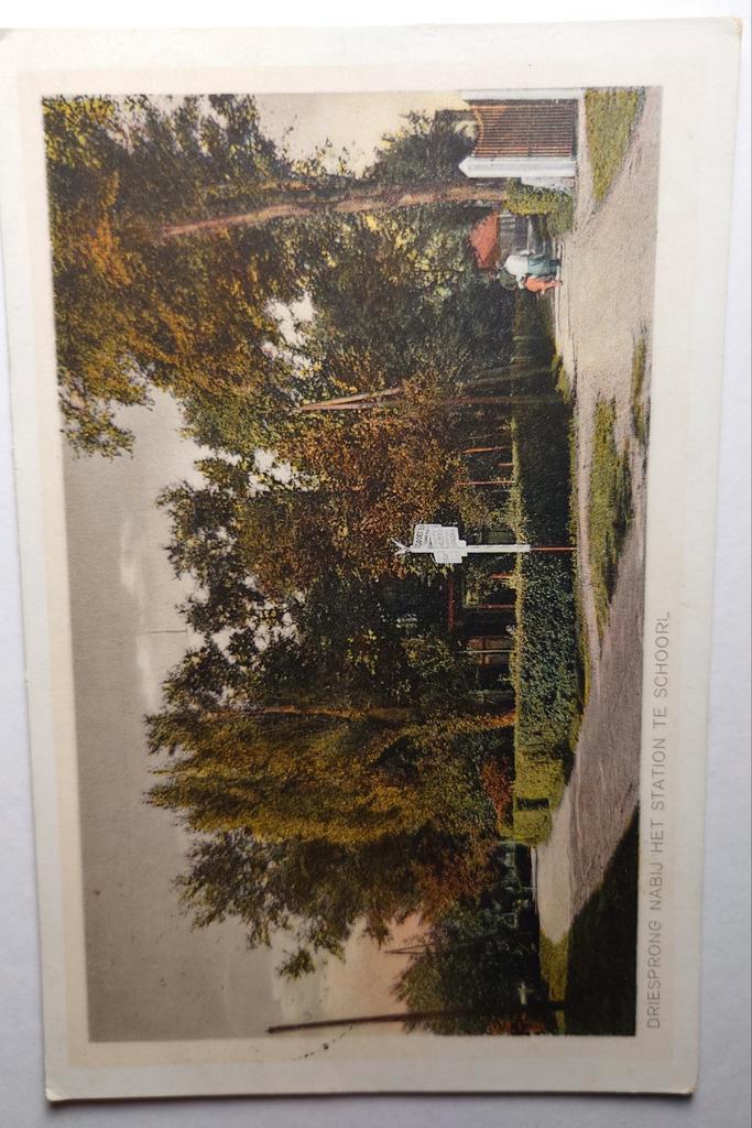 Oude kaart Schoorl - Driesprong nabij station (1935), Verzamelen, Ansichtkaarten | Nederland, Gelopen, Noord-Holland, 1920 tot 1940