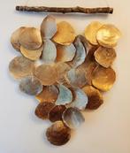 Grote volle schelpen hanger windgong goud taupe jingle shell, Ophalen of Verzenden