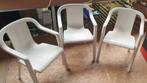 Set van 3 Grosfillex tuinstoelen - Wit - stapelbaar, Ophalen, Gebruikt, Kunststof, Stapelbaar
