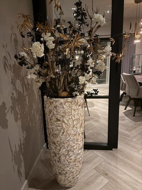 Luxe hoge sierpot met bloemen en takken – 165 cm, Huis en Inrichting, Woonaccessoires | Vazen, Zo goed als nieuw, Overige kleuren