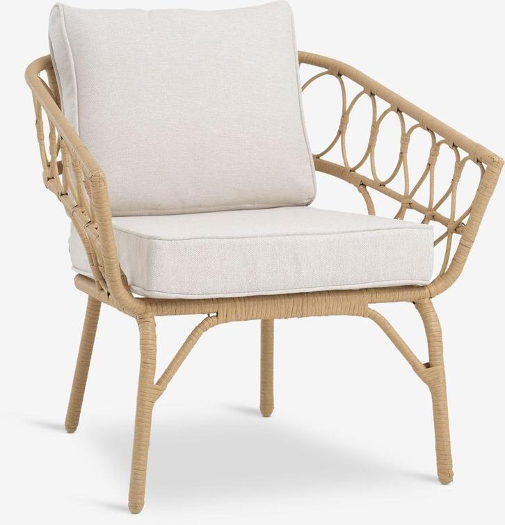 Lounge-/ Balkonstoel JENNUM (Jysk) 2 stuks, ook los te koop, Tuin en Terras, Tuinstoelen, Zo goed als nieuw, Metaal, Stapelbaar