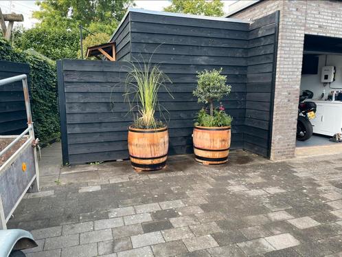Eiken plantenbakken wijnvaten van 57 ltr tot 500 ltr., Tuin en Terras, Bloembakken en Plantenbakken, Nieuw, Hout, 30 tot 60 cm