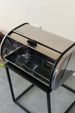 Zilverkleurige broodtrommel met schuifdeksel, Ophalen of Verzenden, Gebruikt