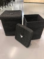Rieten opberg/ wasmanden zwart, Huis en Inrichting, Woonaccessoires | Schalen en Manden, Mand, Vierkant, Ophalen of Verzenden