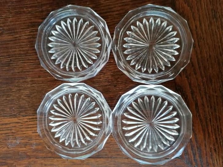 Vintage Glazen Onderzetters - Bloemen, Huis en Inrichting, Woonaccessoires | Kandelaars en Kaarsen, Ophalen of Verzenden