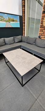 Salontafel industrieel zwart grijs betonlook, Gebruikt, 100 tot 150 cm, Minder dan 50 cm, Rechthoekig