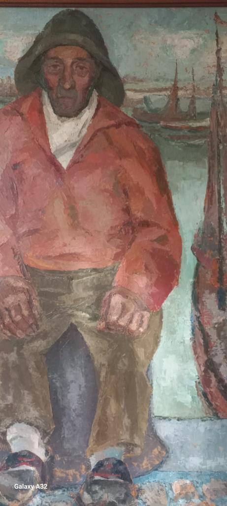 Visser op Kade Oostende - Rene Mallet ( 1891-1960 ), Antiek en Kunst, Kunst | Schilderijen | Klassiek, Ophalen of Verzenden