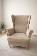 Mooie beige rib fauteuil, Ophalen of Verzenden, Zo goed als nieuw, 75 tot 100 cm, 75 tot 100 cm