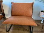 Mooie Industriële fauteuil cognac kunstleer, Huis en Inrichting, Fauteuils, Ophalen, Gebruikt, 75 tot 100 cm, Metaal