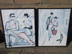 Vintage pop art poster cafe bistro, Met lijst, Deurposter of groter, Ophalen of Verzenden, Rechthoekig Staand