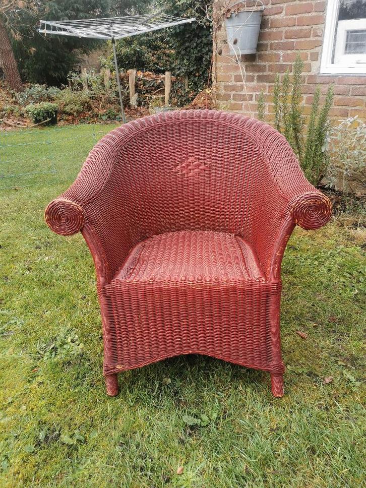 Mooie stevige rieten fauteuil, Huis en Inrichting, Fauteuils, Gebruikt, 75 tot 100 cm, Minder dan 75 cm, Ophalen