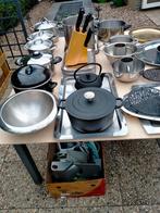 Diverse rvs pannen en stalen pannen en bestek, Ophalen, Zo goed als nieuw, Rvs