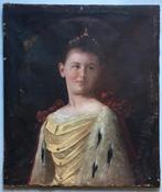 Portret (oleografie op doek) Koningin Wilhelmina 1898, Antiek en Kunst, Ophalen