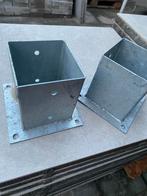2x Nieuwe Paalhouders met Plaat 121x121x150mm, Ophalen, Nieuw, Minder dan 180 cm, Palen