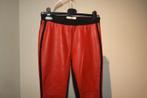 Pinko deels leren broek voorkant rood leer achterkant zwart, Kleding | Dames, Verzenden, Zo goed als nieuw, Lang, Rood