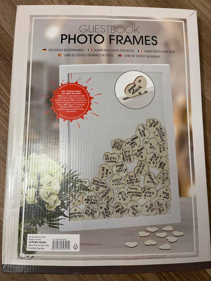 Gastenboek Fotolijst met Hartjes - Nieuw!, Audio, Tv en Foto, Fotografie | Fotolijsten, Nieuw, Ophalen of Verzenden