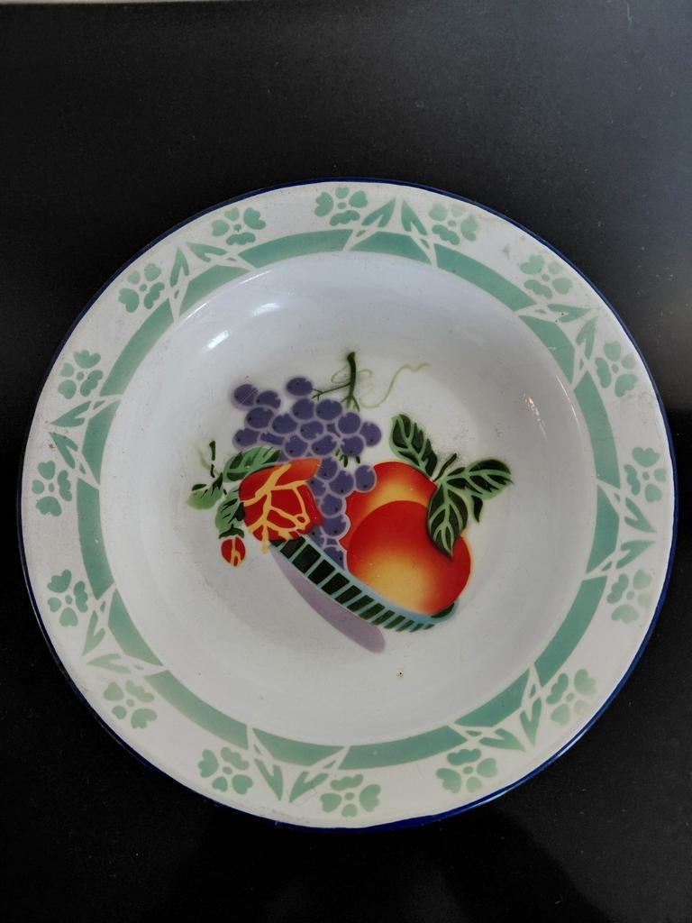 Emaille diep bord, Ophalen of Verzenden, Zo goed als nieuw, Overige stijlen, Bord(en)
