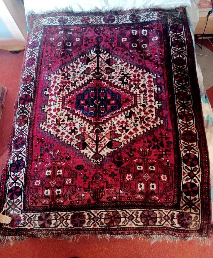 Tafelkleed/tapijt Classic Shiraz Perzisch 170x130cm zgan WOL, Antiek en Kunst, Antiek | Kleden en Textiel, Ophalen of Verzenden