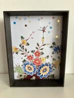 Ingelijst kunstwerkje van Marga van Oers: Lach, zing en dans, Minder dan 50 cm, Oorspronkelijke maker, Ophalen of Verzenden, Minder dan 50 cm