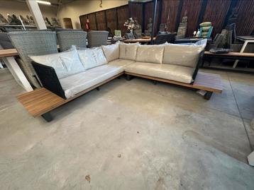 korting! Luxe loungeset met zwart touw en acasia hout  beschikbaar voor biedingen