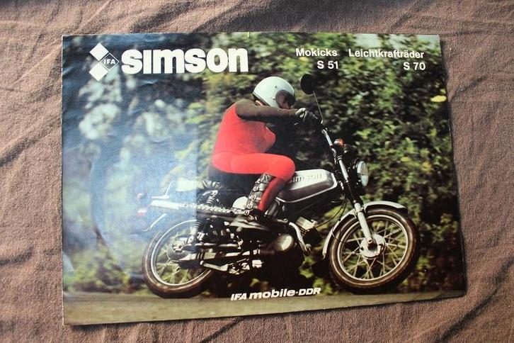 Simson S51 S70 1984 IFA Mobile DDR verkoop folder brochure, Fietsen en Brommers, Handleidingen en Instructieboekjes, Gebruikt