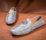 Zilveren heren loafers met patroon schoenen mannen, Verzenden, Nieuw, Loafers