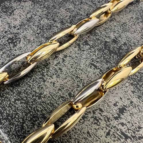 14 karaat gouden ketting bicolour dik schakel, Sieraden, Tassen en Uiterlijk, Kettingen, Nieuw, Goud, Ophalen of Verzenden