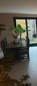 Houten eettafel met 6 stoelen, Huis en Inrichting, Tafels | Eettafels, 50 tot 100 cm, 150 tot 200 cm, Gebruikt, Rechthoekig