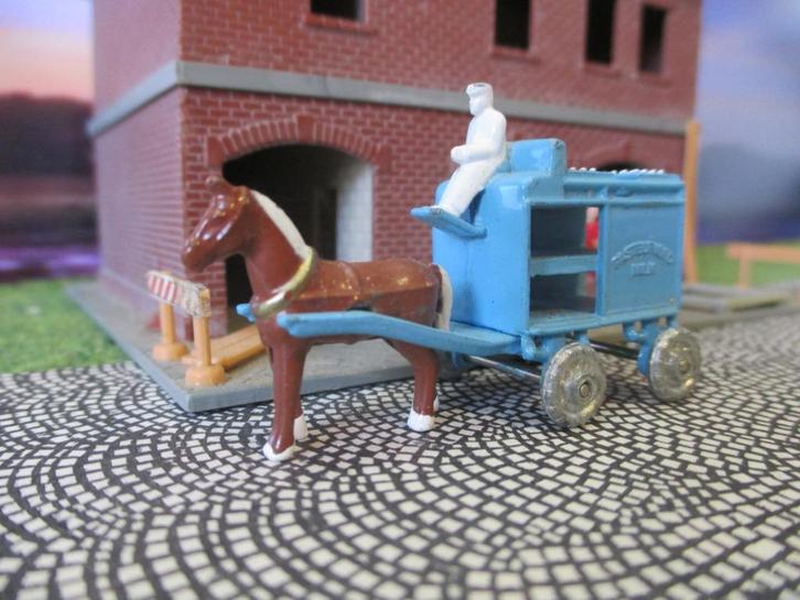 Paard en wagen melkboer - Matchbox, Hobby en Vrije tijd, Modelauto's | 1:87, Gebruikt, Bus of Vrachtwagen, Matchbox, Ophalen of Verzenden