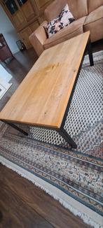 Salontafel op maat met stalen frame - 130x70, Overige houtsoorten, Gebruikt, 100 tot 150 cm, Minder dan 50 cm