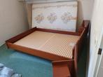 Vintage houten bed 120 breed, op koperen pootjes, met 2 na, Huis en Inrichting, Slaapkamer | Bedden, Ophalen, Gebruikt, Vintage