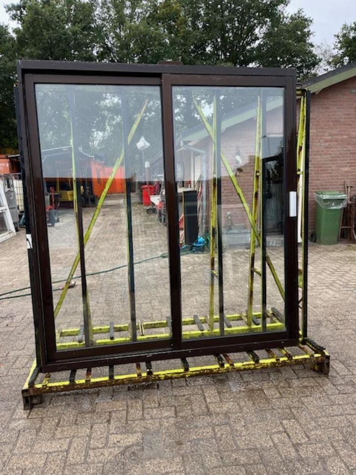 Aluminium schuifpui met dubbel glas, Doe-het-zelf en Verbouw, Kozijnen en Schuifpuien, Gebruikt, Schuifpui, Aluminium, 150 tot 225 cm