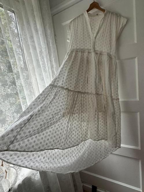 romantisch maxi lange witte broderie jurk ibiza Kilibbi S M, Kleding | Dames, Jurken, Zo goed als nieuw, Maat 36 (S), Wit, Onder de knie