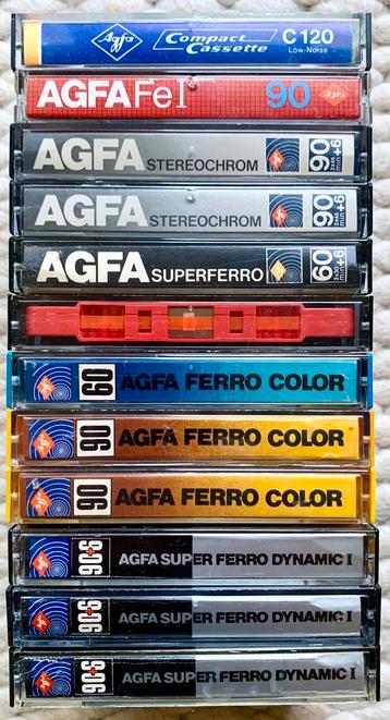 Verzameling 12x AGFA cassettebandjes vintage cassettes tapes beschikbaar voor biedingen