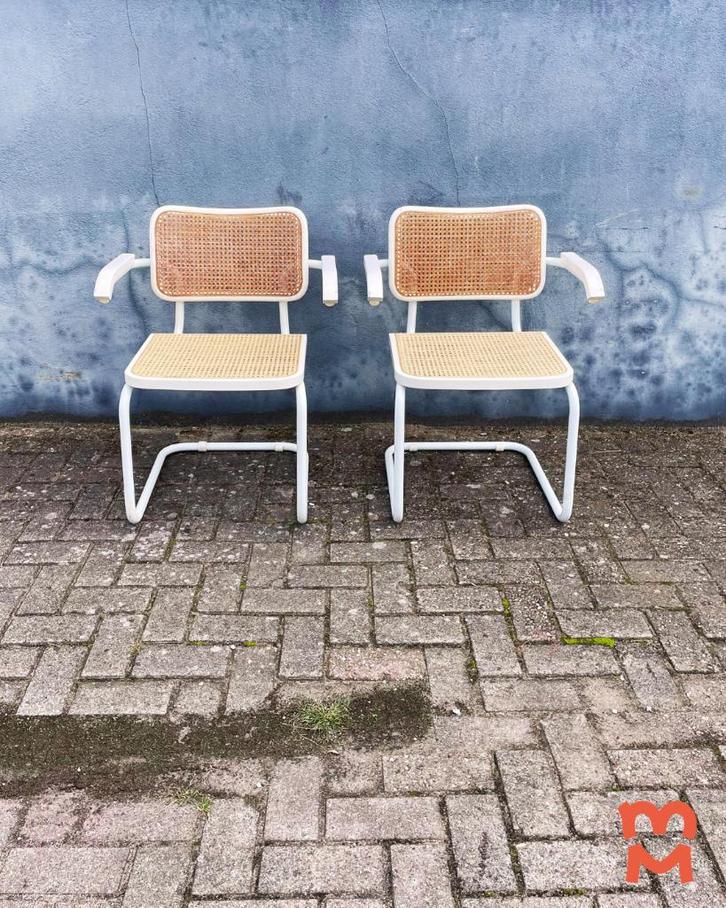 Vintage thonet eetkamerstoelen ((2, 4, 6 of 8 stuks), Huis en Inrichting, Stoelen, Gebruikt, Twee, Hout, Metaal, Riet of Rotan